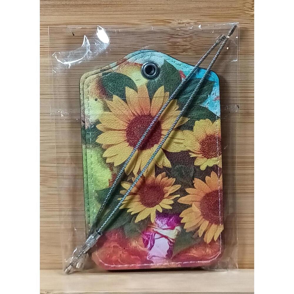 Set of 2 Floral Sunflower‎ Luggage Tags with Durable String